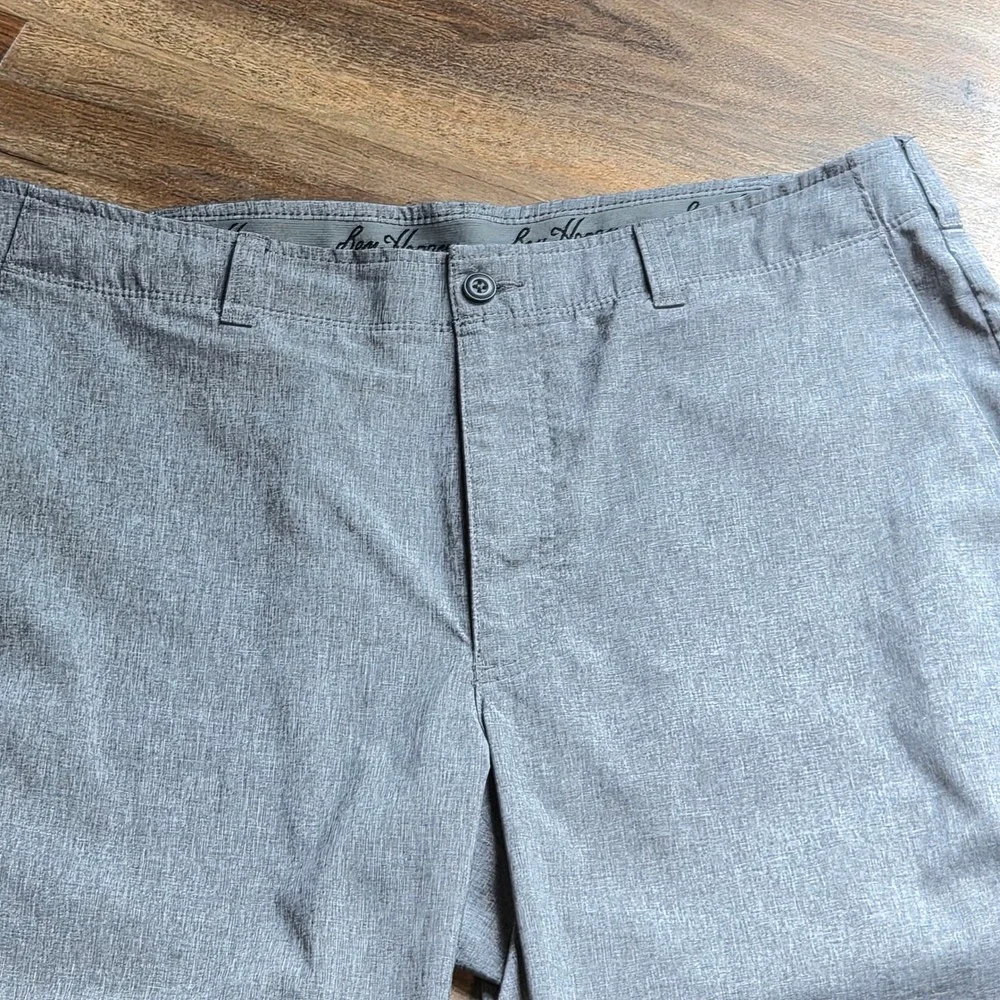 Ben Hogan Mens Gray Heathered Performance Golf Pants Flat Front Trousers 34x29
